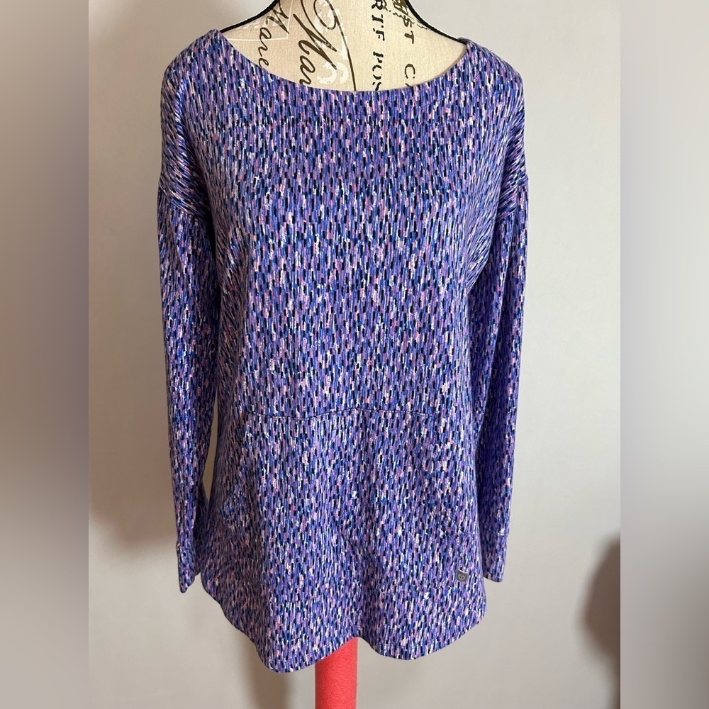 T by Talbots Multicolor Long Sleeve Top with kangaroo pocket